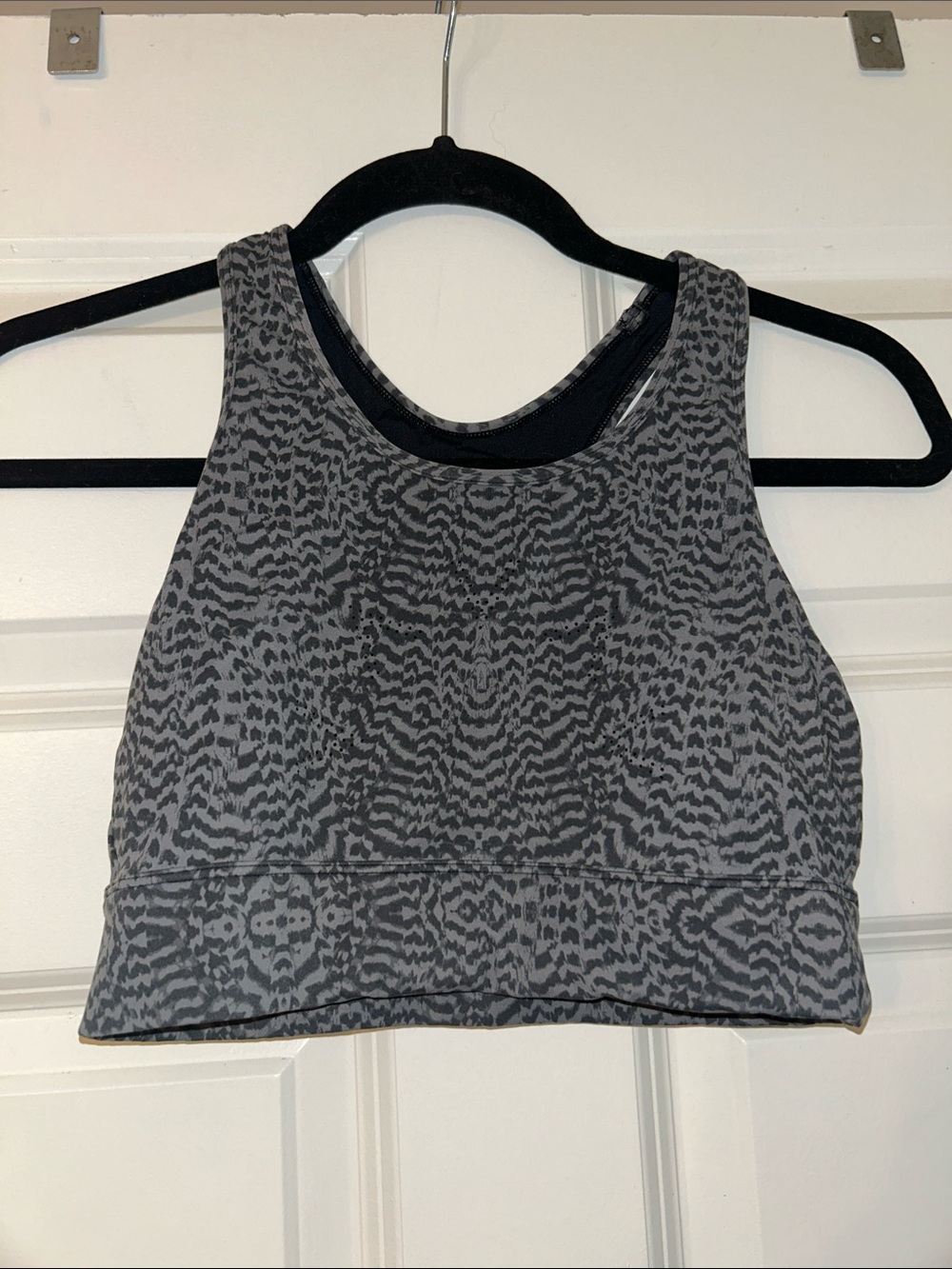 Varley Gray Patterned High-Neck Sports Bra
